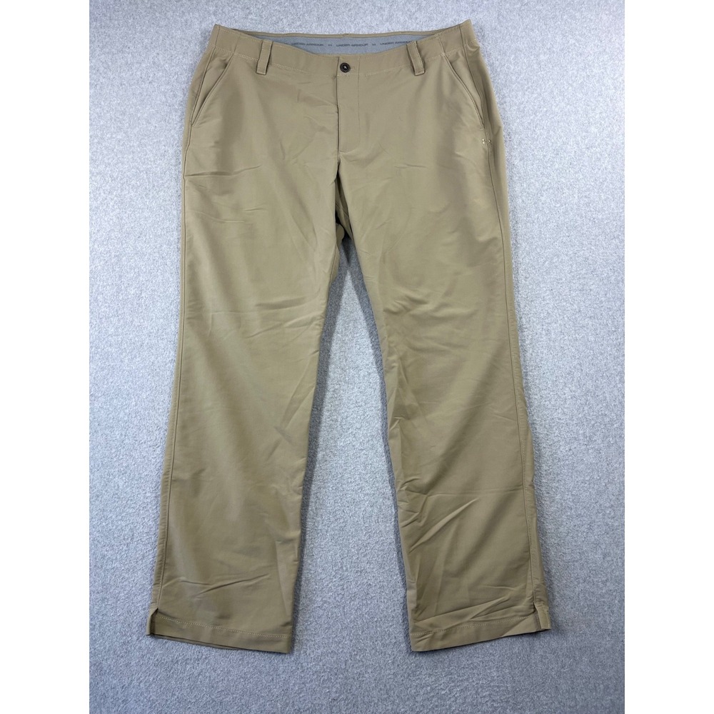 Under Armour Match Play Chino Golf Pants Mens 40x32 Tan Straight Leg Loose Fit